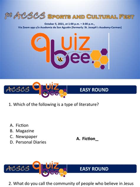 HS Quiz Bee | PDF