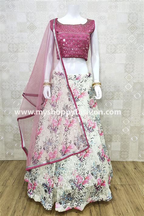 Pink And White Color Combination Lehenga Choli With Dupatta My Shoppy Ladies Wear