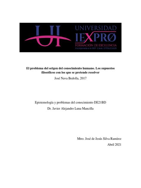 Sintesis El Problema Del Origen Del Conocimiento Humano Pdf