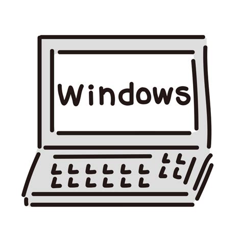 Windowsと表示されているノートパソコンの無料フリーイラスト かわいい手描きの無料素材「てがきっず」保育園・小学校・介護施設に