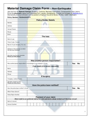 Fillable Online Aib Org Claim Form Property Commercial Loss Damage To