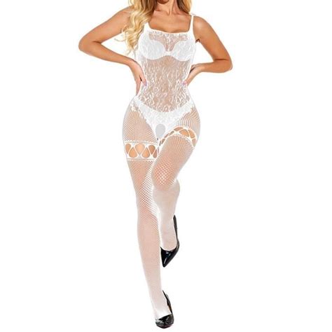 IEFIEL Sexy Bodystocking Résille Adulte Femme Body Transparent Erotique