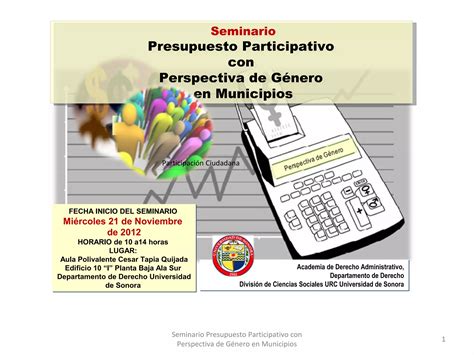 Seminario Presupuesto Participativo Con Perspectiva De Género En