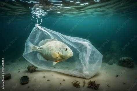 Fish And Plastic Pollution Envrionmental Problem Plastics