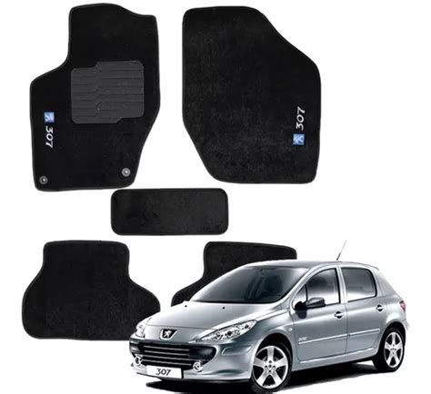 Tapete Peugeot 307 2010 2011 Carpete Preto 05 Pçs Parcelamento sem juros