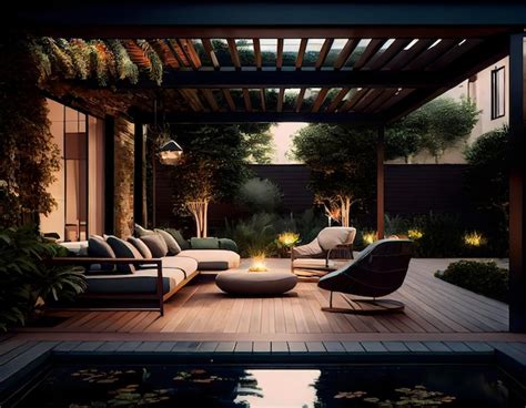 Premium Ai Image Interior Design Of A Lavish Side Outside Garden At