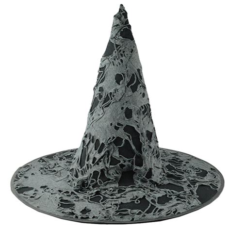 Eyicmarn Halloween Witch Wizard Hats Men Women Wide Brim Ripped Magic Pointed Cap Cosplay Party