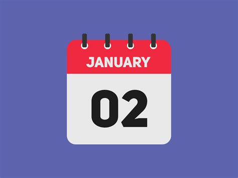 January 2 Calendar Reminder 2nd January Daily Calendar Icon Template