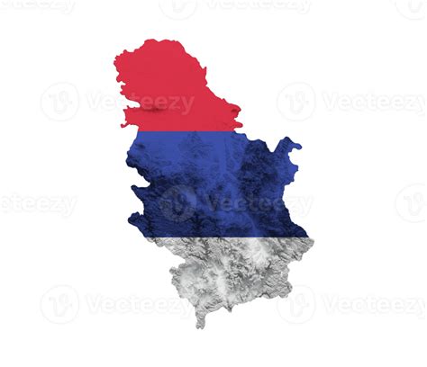 Serbia Map Flag Shaded relief Color Height map 3d illustration 33648565 PNG