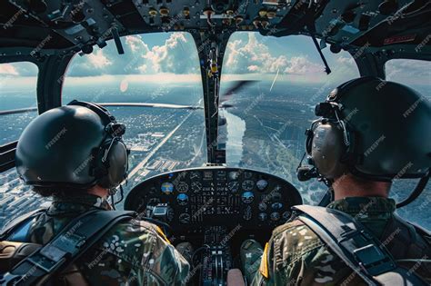 Premium Photo | A pilot in the cockpit of a plane with a propeller