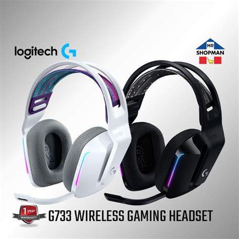logitech  wireless gaming headset black white purple lilac shopee