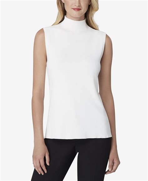 Tahari Asl Ribbed Mock Neck Blouse Macys