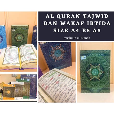 Al Quran Tajwid Dan Wakaf Ibtida Size A4 B5 A5 Shopee Malaysia