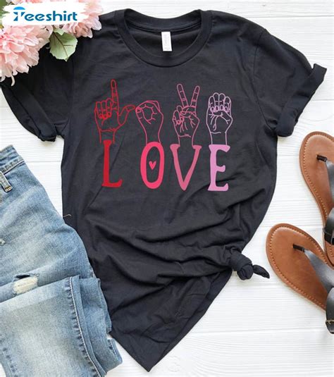 Love Sign Language Shirt Hand Love Funny Short Sleeve Unisex T Shirt