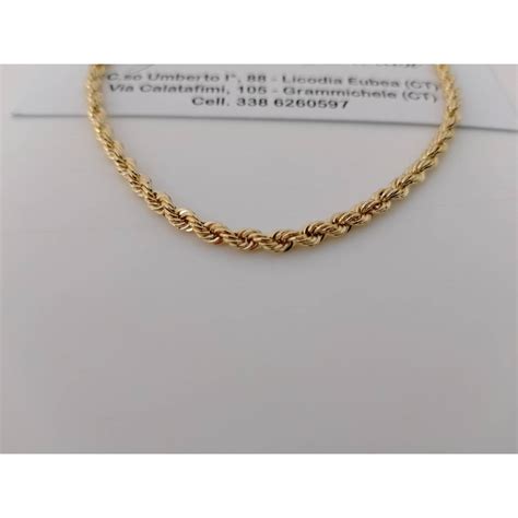 Collana Girocollo Oro Giallo Karati Modello Corda Uomo Donna