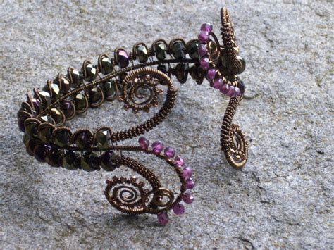 Bronze Wire Work Bracelet Wire Weaving With Garnets and - Etsy