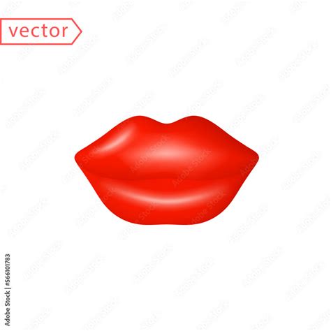 Red female lips. Beautiful gentle kiss of woman's lips. Realistic ...