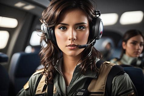 Premium AI Image | portrait of young female pilot