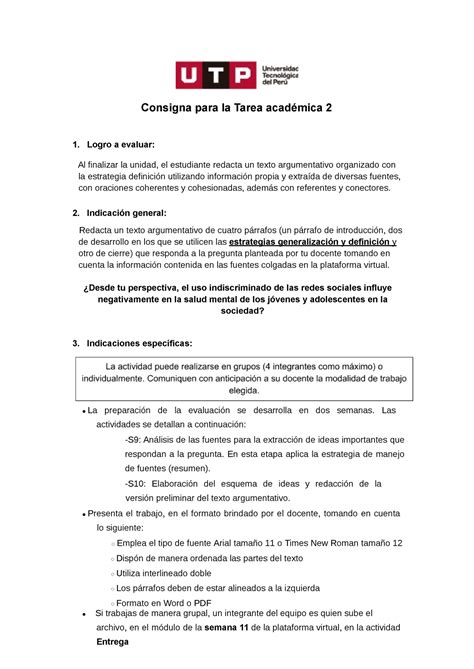 3 TA2 Consigna Practica Consigna para la Tarea académica 2 1