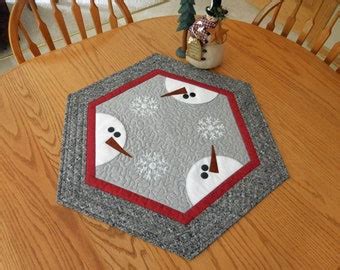 Christmas Quilted Table Runner Snowman Quilted Table Runner Etsy