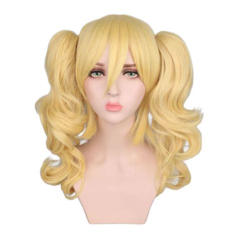 QQXCAIW Lange Wellenf Rmige Cosplay Mixed Blonde Per Cke Kost M 2