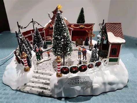 Lemax Village Collection Animated Tree Lot With Adapter Fiber Optics