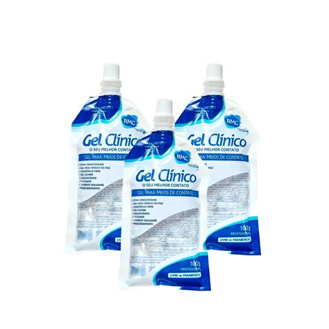 Kit 3 Gel Clínico Contato Condutor Ultrassom Tens Fes Laser Incolor Rmc