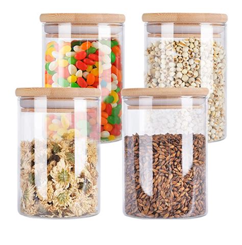 Full Range High Borosilicate Glass Storage Jar With Silicone Bamboo