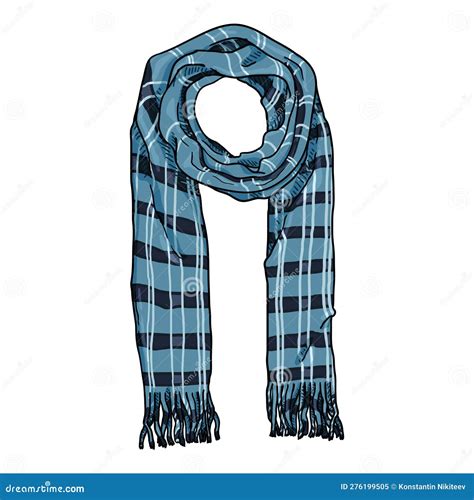 Vector Single Cartoon Checkered Blue Woolen Scarf Stock Vector