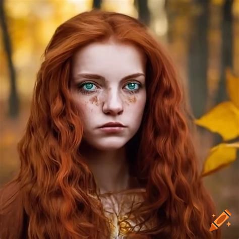 Portrait Of An Auburn Haired Elven Woman In A Forest On Craiyon