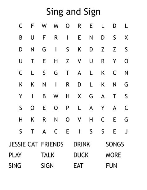 Sing And Sign Word Search Wordmint