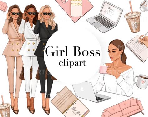 Planner Girl Clipart Girl Boss Clipart Fashion Illustration Etsy