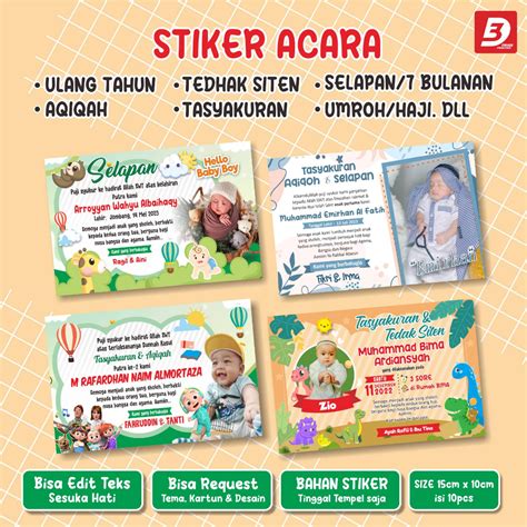 Jual Stiker Acara Custom Ultah Aqiqah Tedhak Siten Selapan Tasyakuran