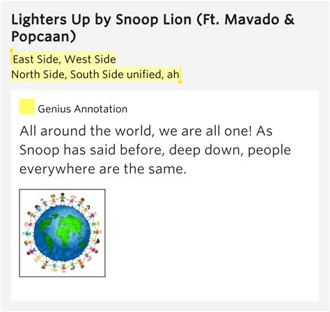 East Side, West Side / North Side, South Side unified, ah – Lighters Up Lyrics Meaning