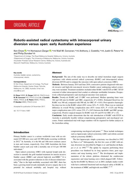 Pdf Robotic Assisted Radical Cystectomy With Intracorporeal Urinary