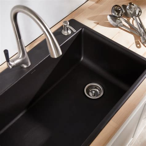 Kohler Neoroc Dual Mount 22 In X 33 In Matte Black Single Bowl 2 Hole