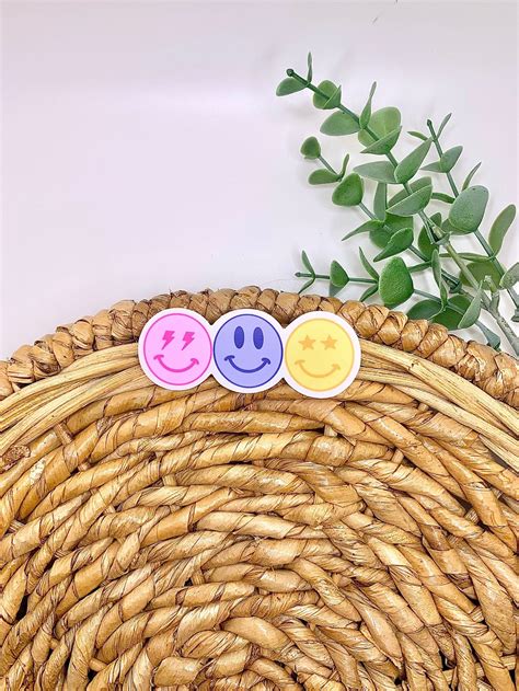 Smiley Face Sticker Laptop Stickers Water Bottle Sticker Etsy