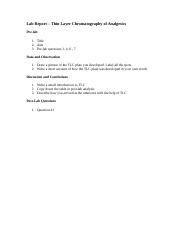 Thin Layer Chromatography Of Analgesics Lab Report And Analysis