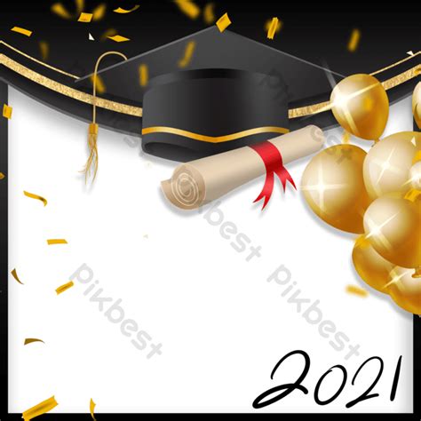 Golden Balloon 2021 Graduation Season Texture Border Png Images Psd