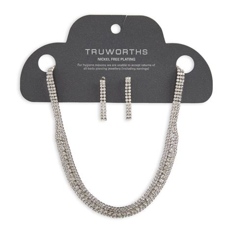 Silver Bib Necklace And Earrings Set Truworths