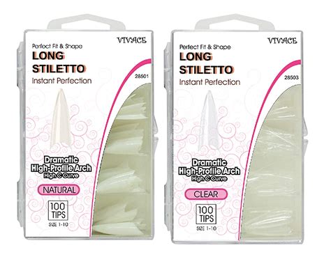 Amazon Vivace 2Pack Natural Clear Long Stiletto 100 Acrylic False