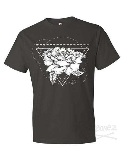 Rose T Shirt Geometric Pattern White Rose Option Rose T Shirt