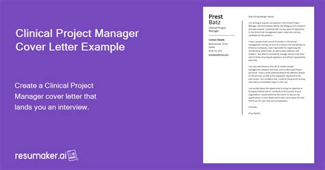 Clinical Project Manager Cover Letter Example For 2024