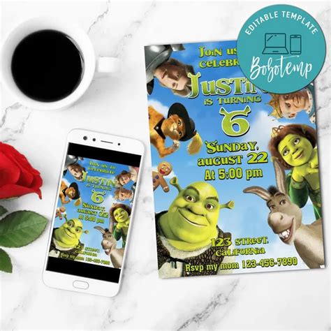 Shrek Invitation Customizable Template Diy Createpartylabels