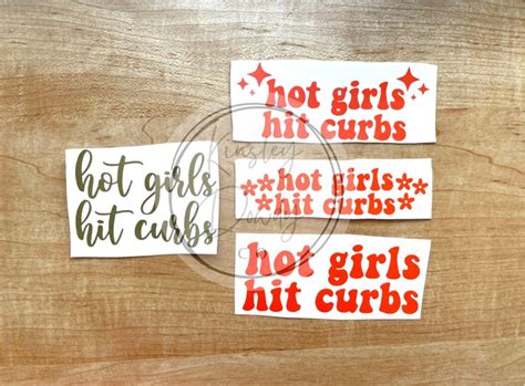 Hot Girls Hit Curbs Car Mirror Decal Bumper Sticker Retro Etsy