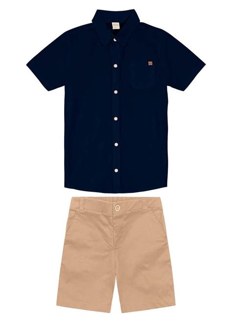 Conjunto Infantil Camisa Bermuda Azul Trick Nick