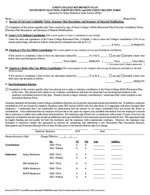 Fillable Online Retirement Plan Investment Election Form Fax Email