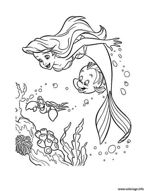 Coloriage La Petite Sirene Ariel En Fond Marin dessin