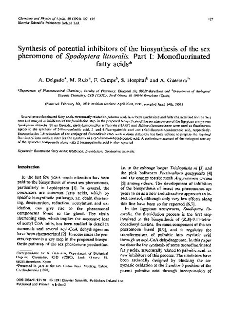 Pdf Synthesis Of Potential Inhibitors Of The Biosynthesis Of The Sex