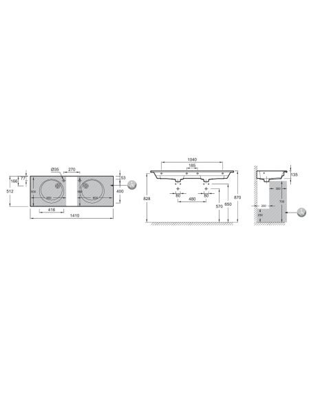 Double Plan Vasque C Ramique Cm Od On Rive Gauche Jacob Delafon